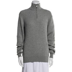 Moncrief Authentic Solid Gray Turtleneck Half Zip Long Sleeve Sweater Small